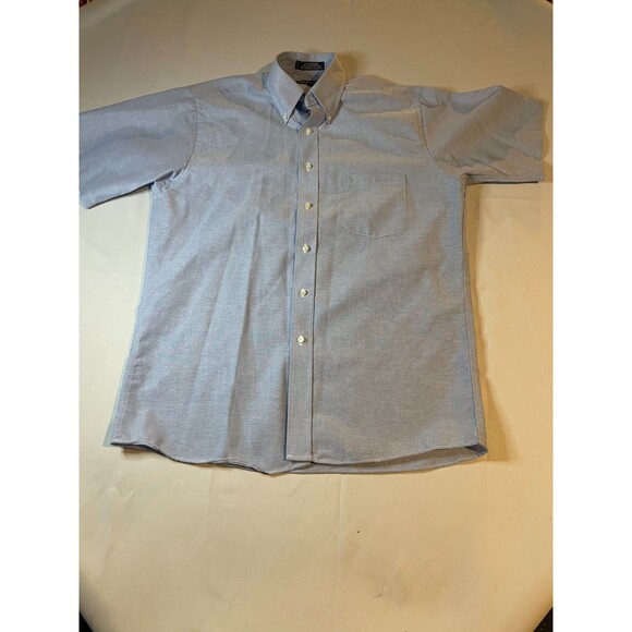 Puritan Dress Shirt Mens Size 16 Blue Button Down Short Sleeve Business Career - Picture 1 of 5